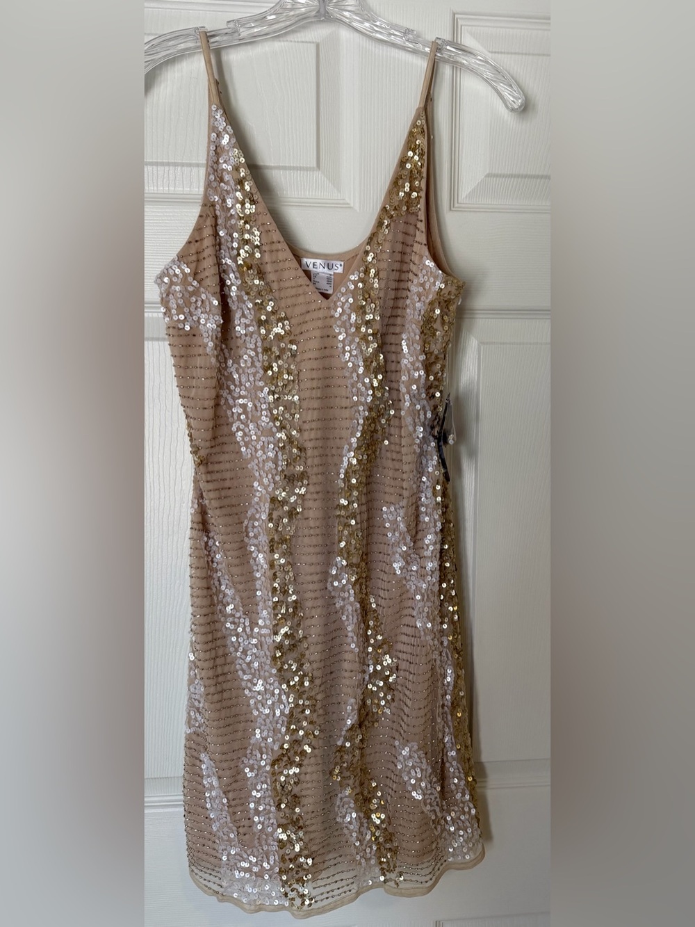 VENUS Nude Sequin Slip Dress